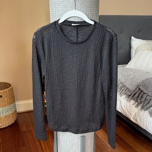 Free People Black Long Sleeve Top